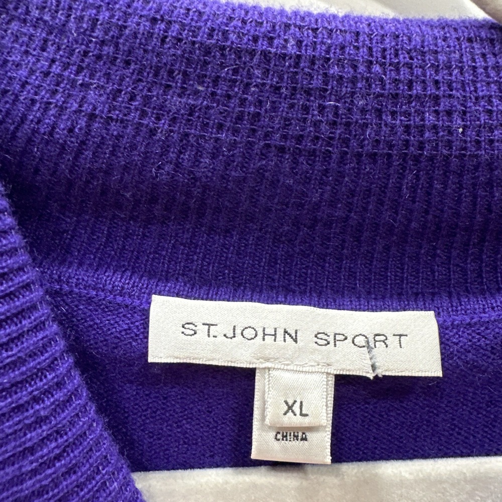 ST.JOHN SPORT  Women's Sweater Sleeveless Blue Cashmere Size Xl Lightweight Knit - Picture 6 of 11